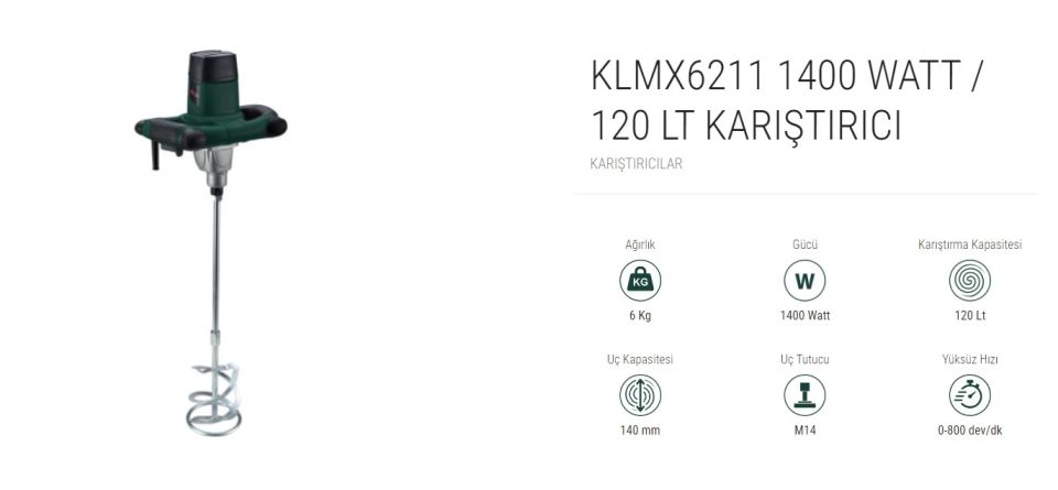 KLPRO 1400 WATT / 120 LT KARIŞTIRICI (KLMX6211 )