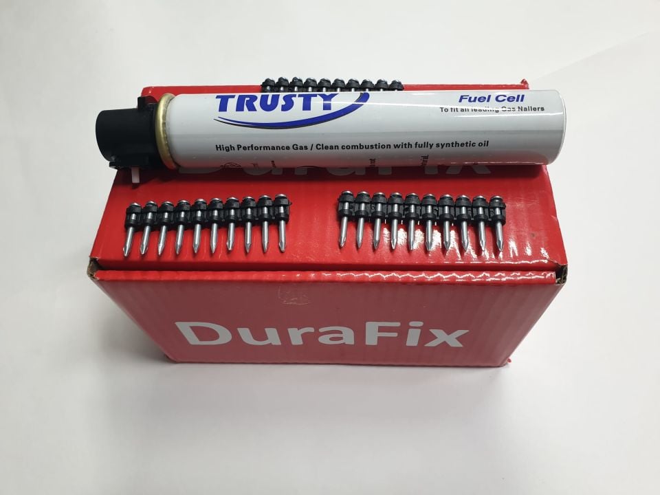 DURAFİX 27 mm ÇELİK ÇİVİ 1000 Adet BALİSTİK + TRUSTY 165 mm GAZ