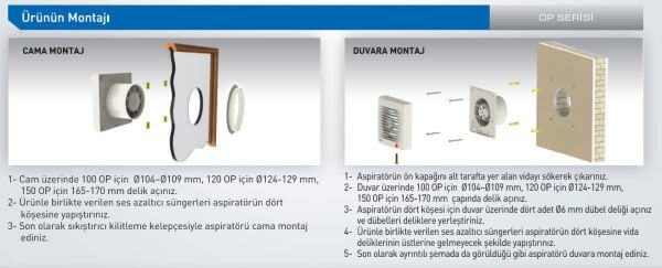 Aircol OP 100 Otomatik Panjurlu Banyo Fanı