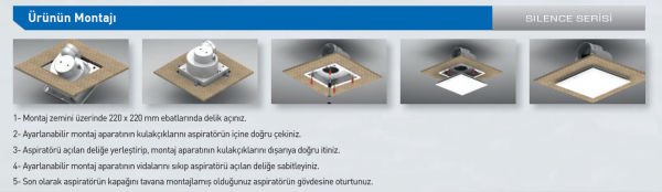 Aircol 250 F Sessiz Tavan Tipi Fan