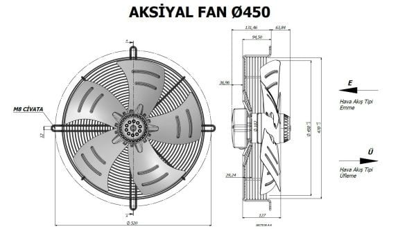 Aircol AKS 102-4ES-450 Aksiyel Soğutma Fanı