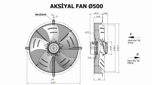 Aircol AKS 137-4ES-500 Aksiyel Soğutma Fanı