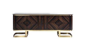 Walnut Bronz Metal Ayaklı Ahşap Makam Takımı