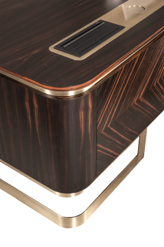 Walnut Bronz Metal Ayaklı Ahşap Makam Takımı