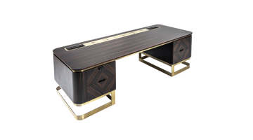 Walnut Bronz Metal Ayaklı Ahşap Makam Takımı
