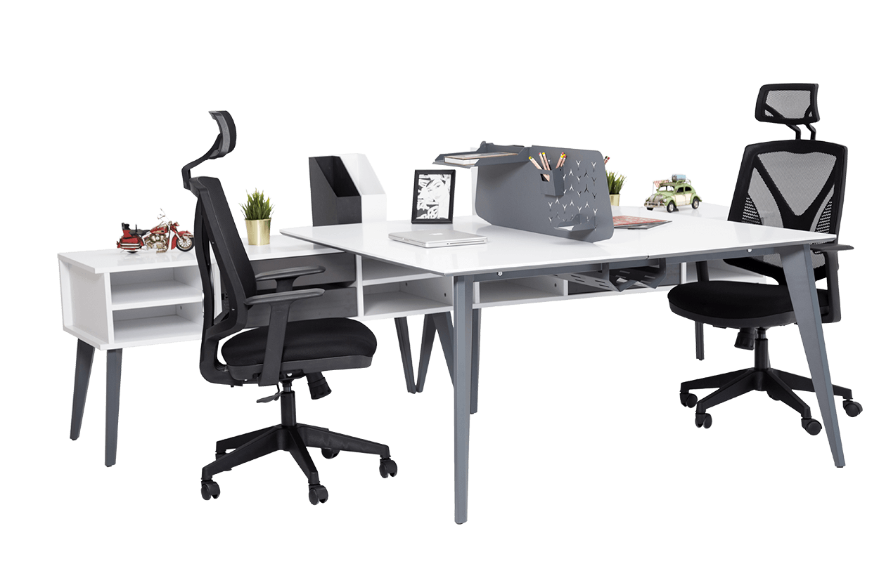 Elle Plus Metal Ayaklı İkili Workstation