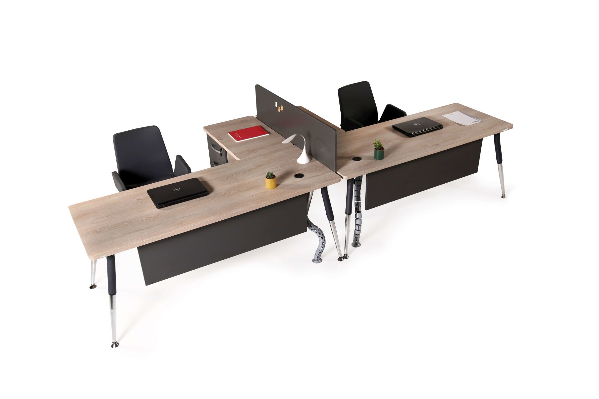 Bote L Etajerli 2'li Workstation Çalışma Grubu
