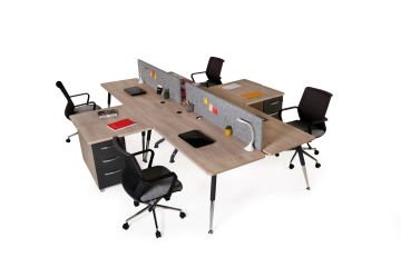 Bote Metal Ayaklı Modern Dörtlü Çalışma Grubu