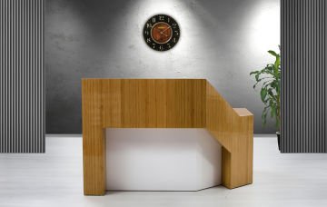 Troya Bambu Kaplamalı Ahşap Karşılama Bankosu