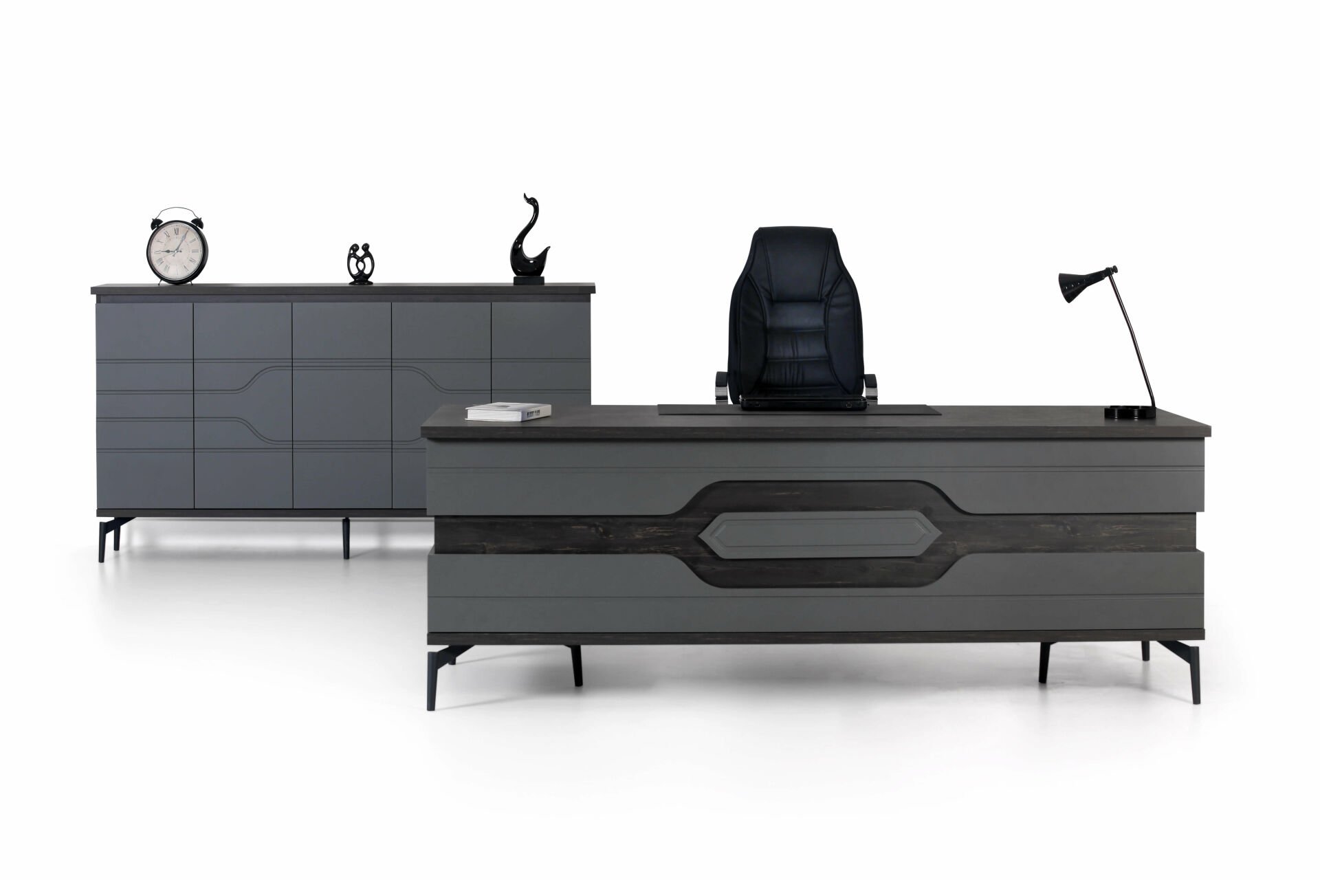 Atron Ahşap Desenli Yönetici Büro Mobilyası