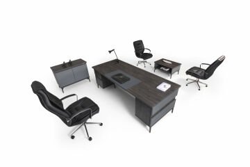 Atron Ahşap Desenli Yönetici Büro Mobilyası