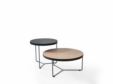 Round Metal Ayaklı Ahşap Orta Sehpa