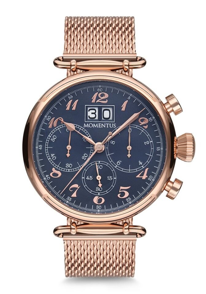 Momentus TM250R-11SR Quartz Hasır Rose Gold Lacivert Kadran 46 mm Erkek Saat