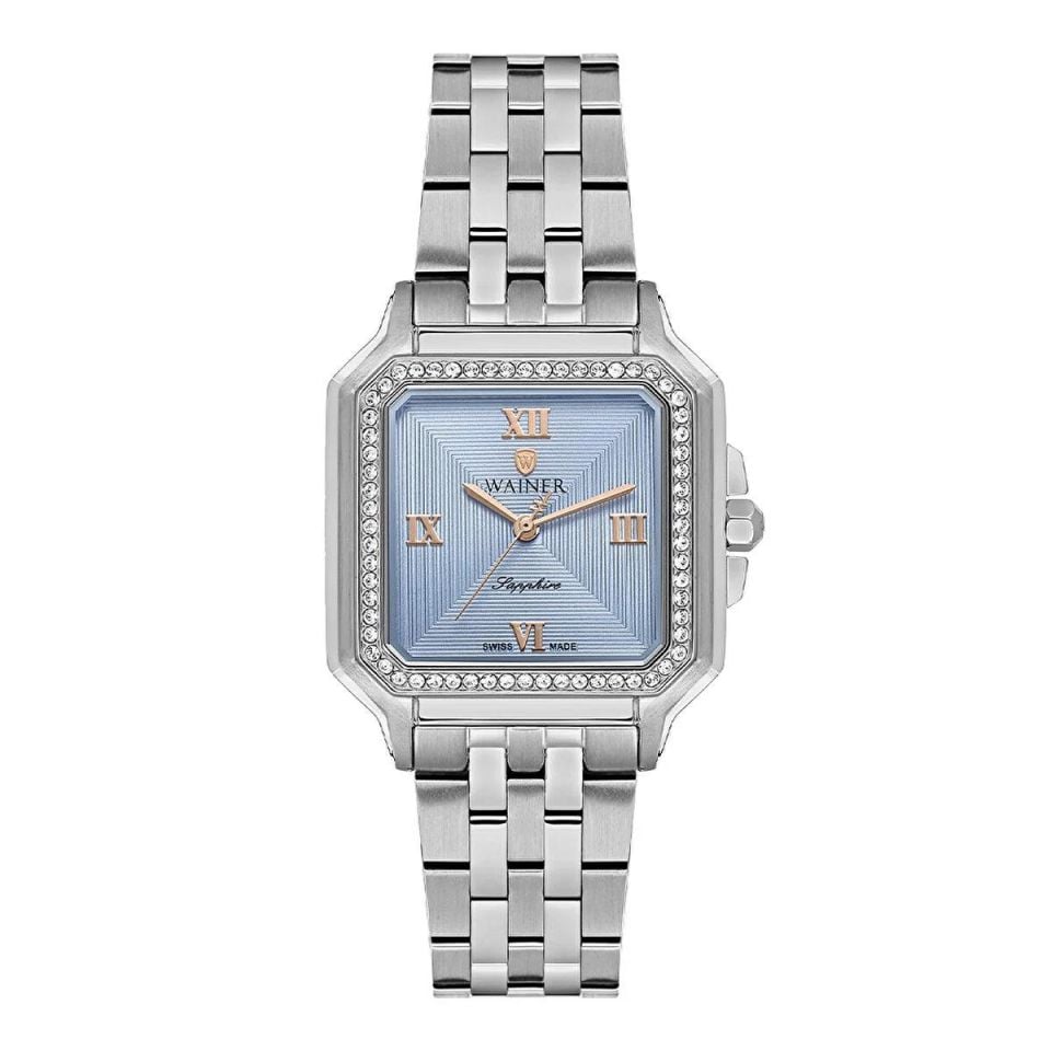 Wainer WA.18080-A Swiss Made Quartz Çelik Gri Mavi Kadran 29 mm Kadın Kol Saati