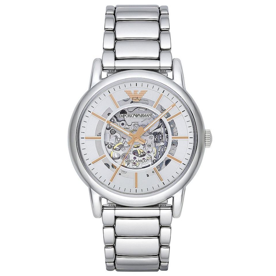 Emporio Armani AR1980 Otomatik Çelik Gri İskelet Kadran 43 mm Erkek Kol Saati