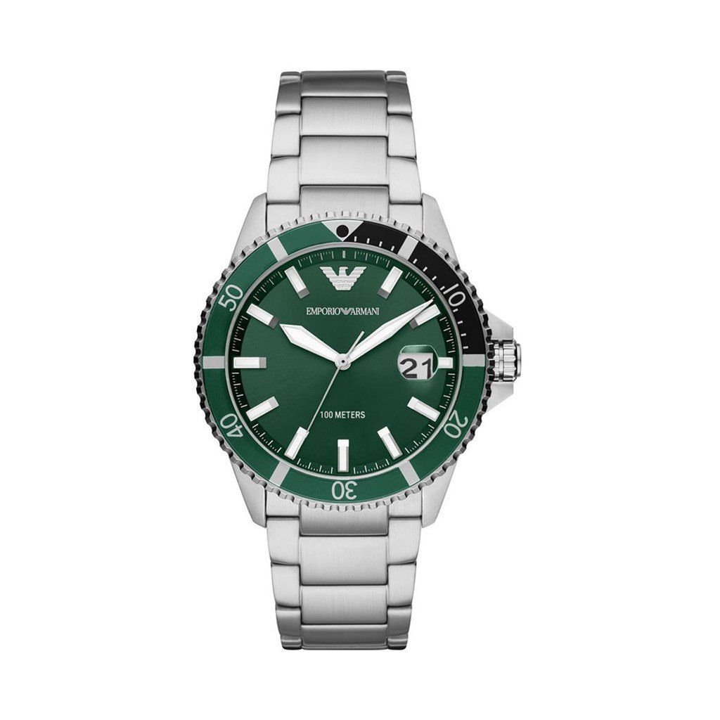 Emporio Armani AR11338 42 mm Quartz Gri Çelik Yeşil Kadran Erkek Kol Saati