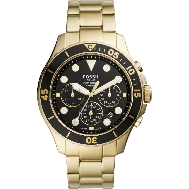 Fossil FFS5727 Quartz Çelik Altın Rengi Siyah Kadran 10 ATM 44 mm Erkek Kol Saati
