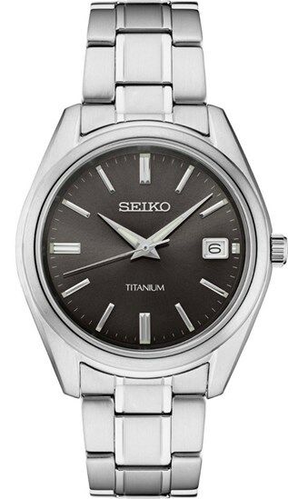 Seiko SUR375P1 Quartz Çelik Gri Titanyum Kasa Siyah Kadran 10 ATM  40 mm Erkek Kol Saati