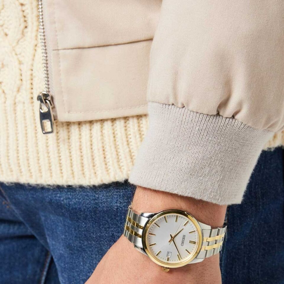 Seiko SUR402P Quartz Çelik Altın/Gri Hardlex Kristal 40 mm Erkek Kol Saati