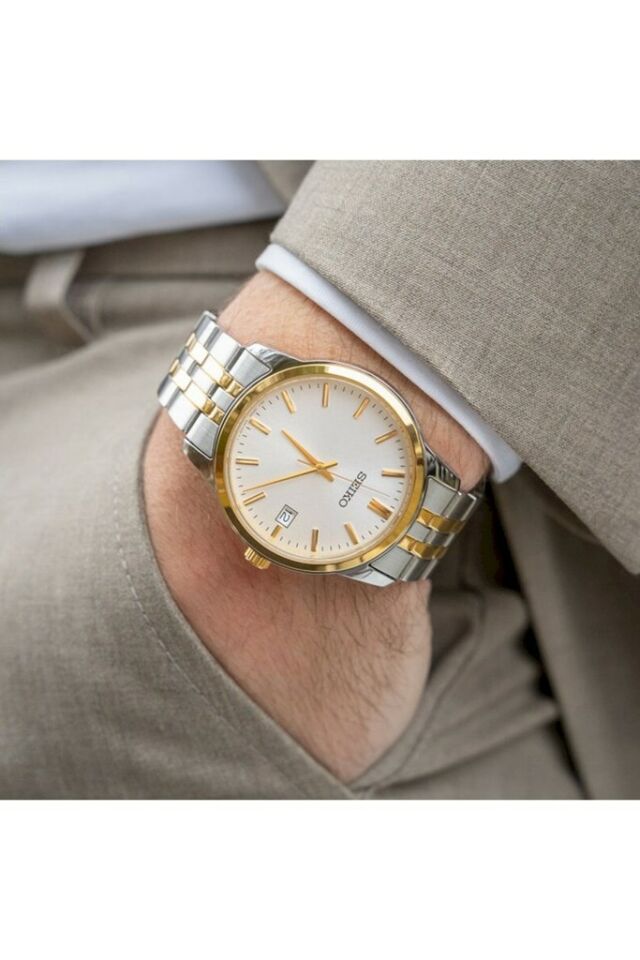 Seiko SUR402P Quartz Çelik Altın/Gri Hardlex Kristal 40 mm Erkek Kol Saati