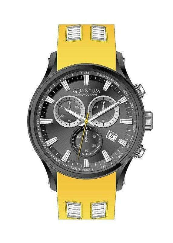 Quantum PWG1020.064 Quartz Silikon Sarı Siyah Kadran 48 mm Erkek Saat