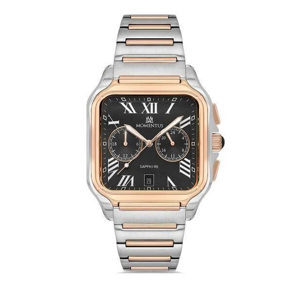 Momentus TM348T-04SR Quartz Çelik Gri/Rose Siyah Kadran Safir Cam 40 mm Multifunction Erkek Kol Saati
