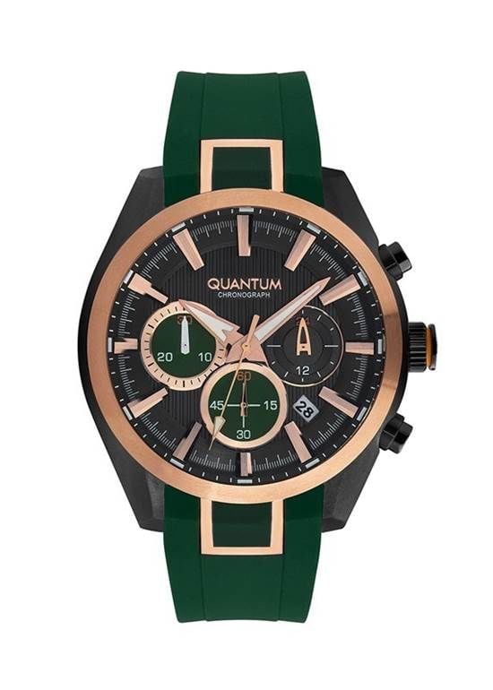 Quantum PWG910.055 Quartz Konograflı Silikon Yeşil 48 mm Erkek Saat