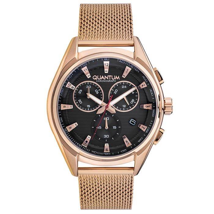 Quantum PWG923.460 Quartz Kronograflı Hasır Rose Siyah Kadran 45 mm Erkek Kol Saati