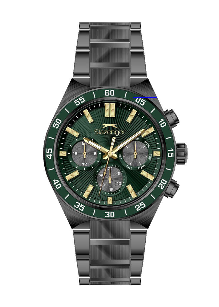 Slazenger SL.09.2510.2.05 Quartz Çelik Siyah Yeşil Kadran 44 mm Erkek Kol Saati