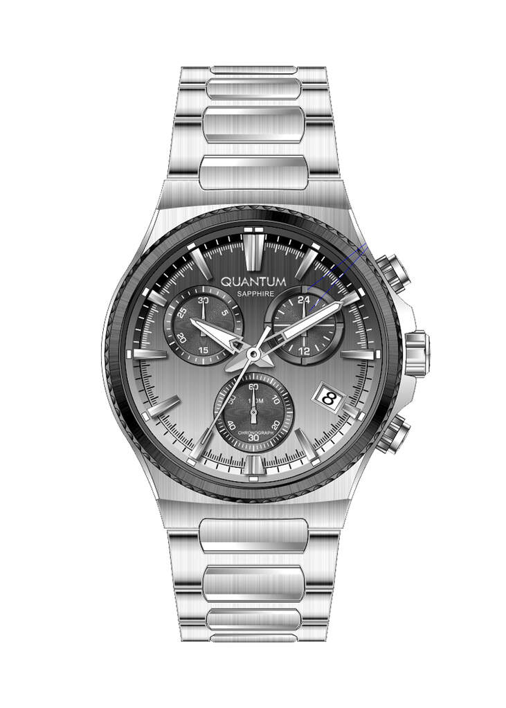 Quantum PWG1195.360 Quartz Çelik Gri Siyah Kadran Safir Cam 10 ATM 41 mm Erkek Kol Saati