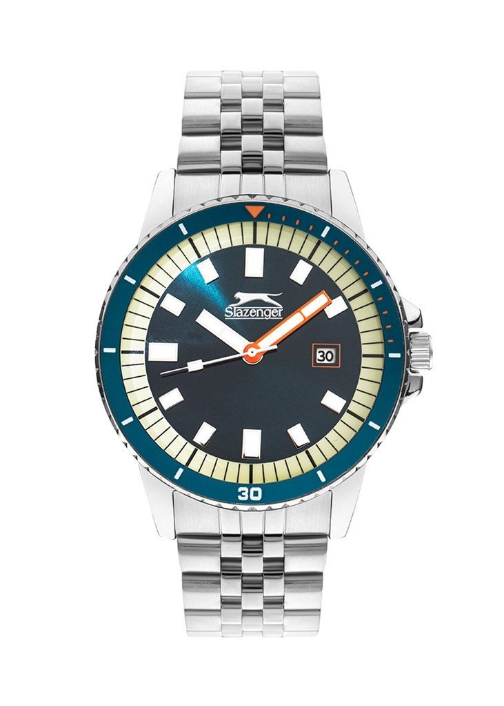 Slazenger SL.09.2205.1.02 Quartz Çelik Gri Yeşil Kadran 45 mm Erkek Kol Saati