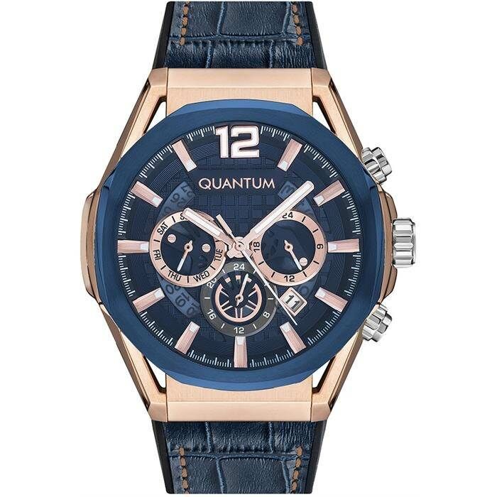 Quantum PWG970.999 Quartz Deri Görünümlü Silikon 47 mm Lacivert Erkek Kol Saati