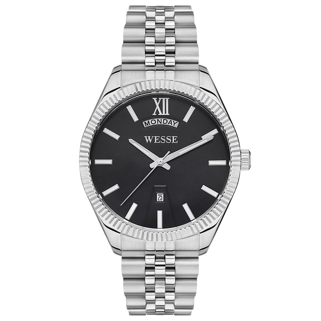Wesse WWG207303 Quartz Çelik Gri Siyah Kadran 42 mm Erkek Kol Saati