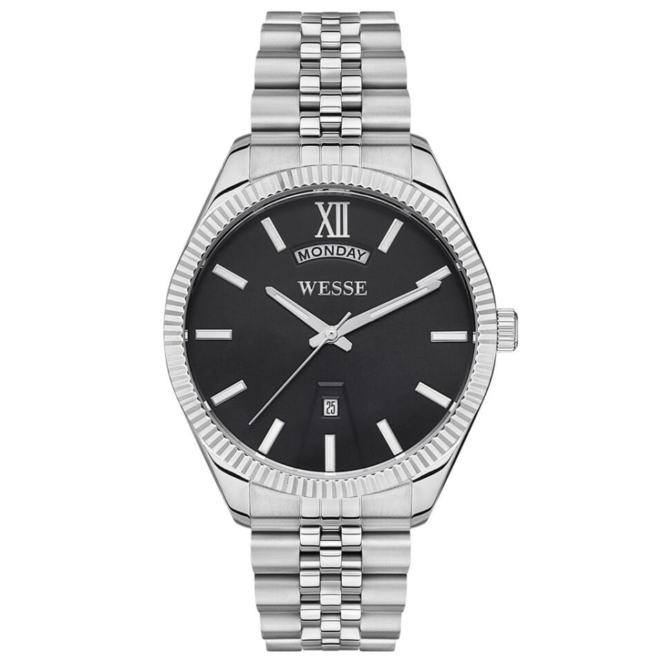 Wesse WWG207303 Quartz Çelik Gri Siyah Kadran 42 mm Erkek Kol Saati