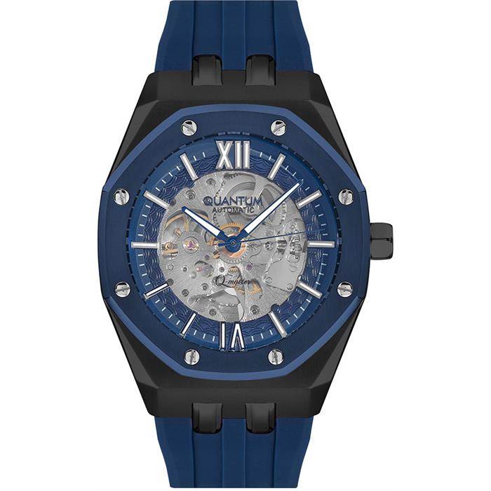 Quantum QMG996.699 Otomatik Silikon Lacivert İskelet Kadran 45 mm Erkek Kol Saati