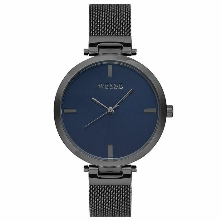 Wesse WWL101414B Quartz 36 mm Füme Hasır Kordonlu Kadın Kol Saati