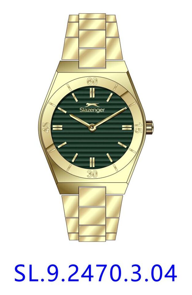 Slazenger SL.09.2470.3.04 Quartz Çelik Altın Rengi Yeşil Kadran 28 mm Kadın Kol Saati