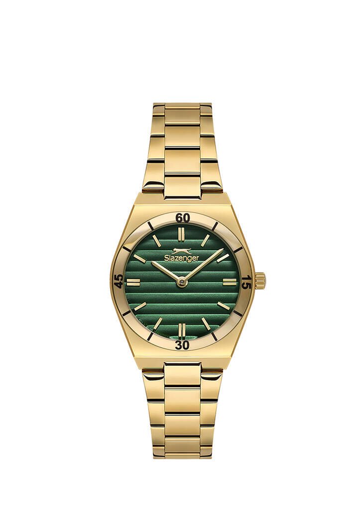Slazenger SL.09.2470.3.04 Quartz Çelik Altın Rengi Yeşil Kadran 28 mm Kadın Kol Saati