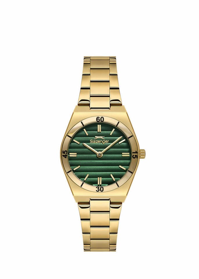 Slazenger SL.09.2470.3.04 Quartz Çelik Altın Rengi Yeşil Kadran 28 mm Kadın Kol Saati