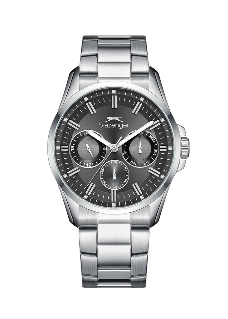 Slazenger SL.09.2478.2.02 Quartz Çelik Gri Siyah Kadran 42 mm Erkek Kol Saati