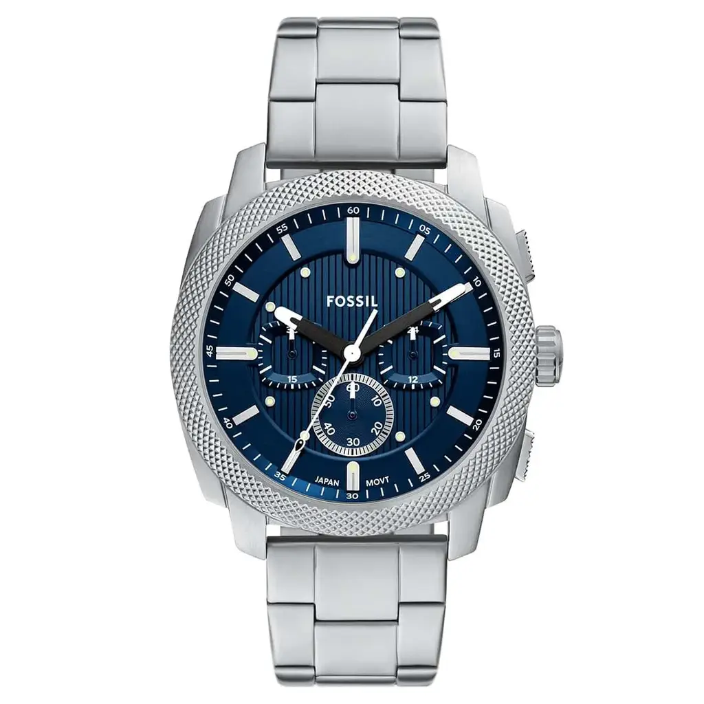 Fossil FFS6096 Quartz Çelik Gri Mavi Kadran 44 mm Erkek Kol Saati