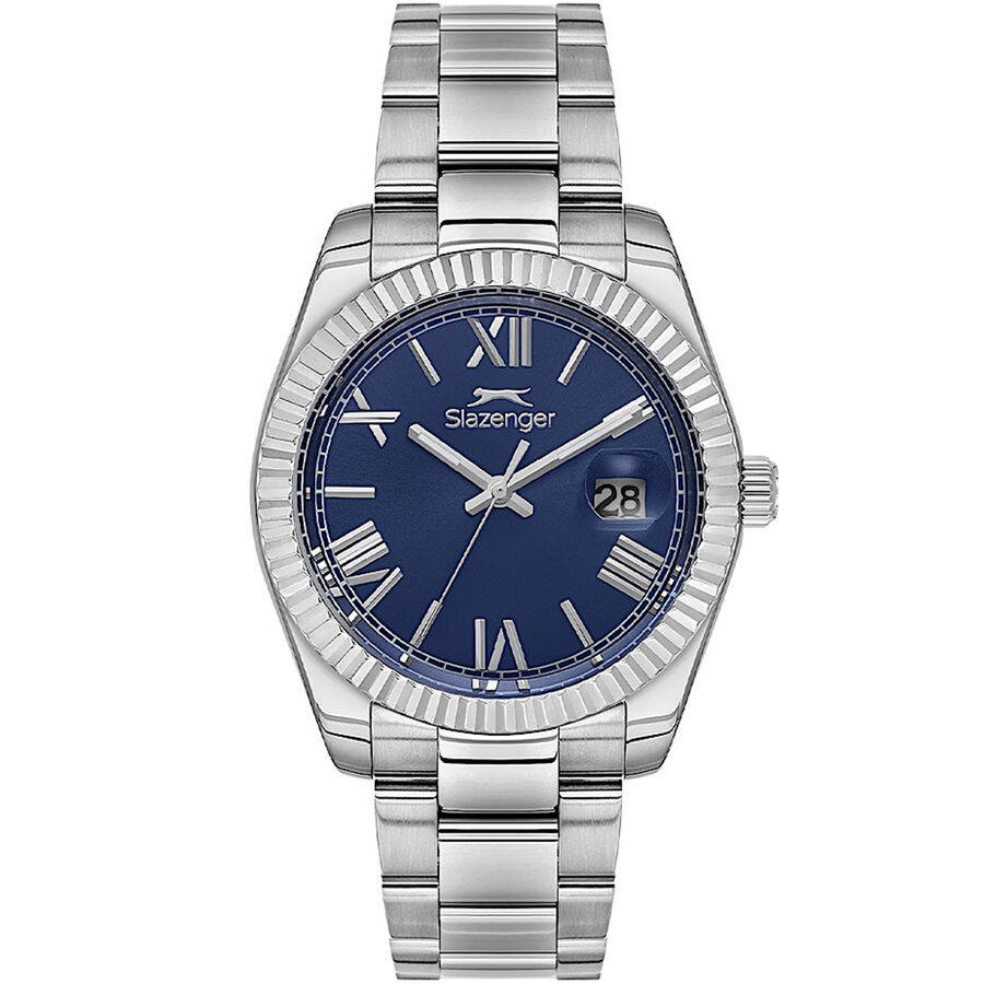 Slazenger SL.09.2508.1.03 Quartz Çelik Gri Lacivert Kadran 43 mm Erkek Kol Saati