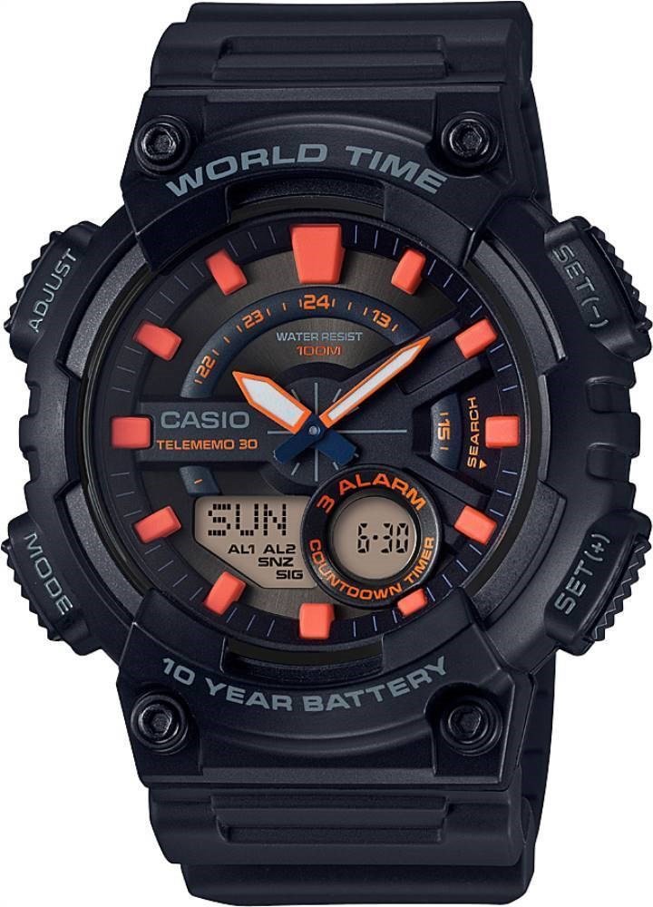 Casio AEQ-110W-1A2VDF Quartz Silikon Siyah 10 ATM 47 mm Erkek Kol Saati