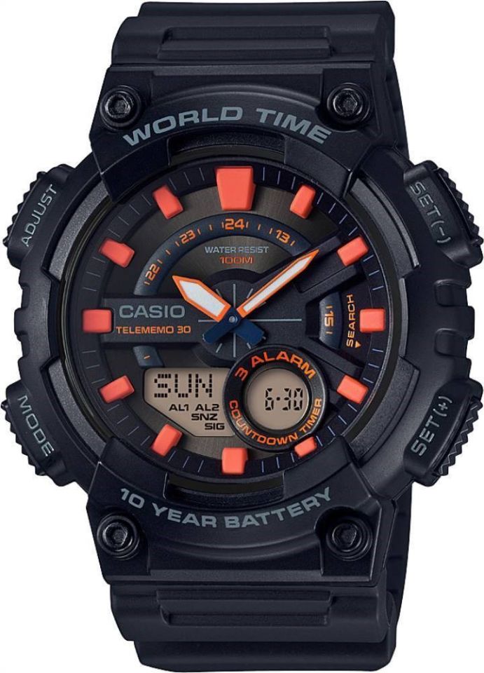 Casio AEQ-110W-1A2VDF Quartz Silikon Siyah 10 ATM 47 mm Erkek Kol Saati