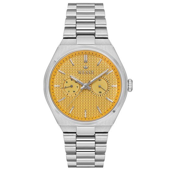 Wesse WWG209605 Quartz Çelik Gri Sarı Kadran 42 mm Erkek Kol Saati