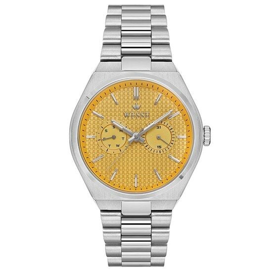 Wesse WWG209605 Quartz Çelik Gri Sarı Kadran 42 mm Erkek Kol Saati
