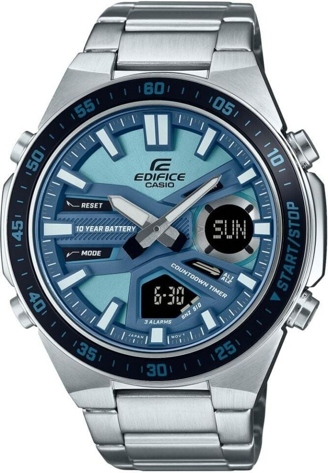 Casio EFV-C110D-2BDF Quartz Çelik Gri Mavi Kadran 10 ATM 47 mm Erkek Kol Saati