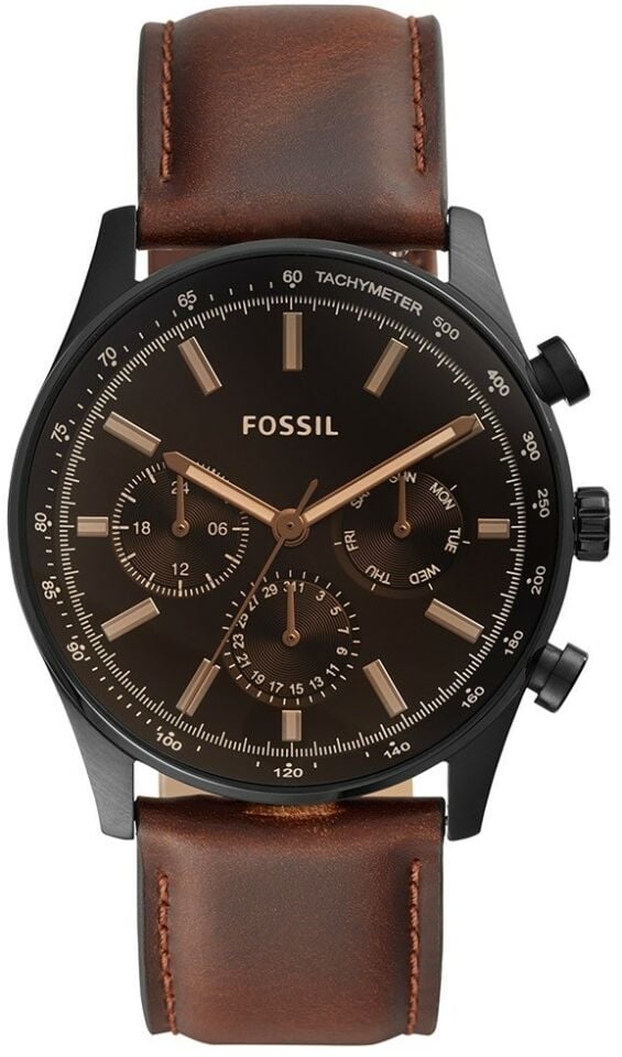 Fossil FBQ2457 Quartz Deri Kahverengi Siyah Kadran 44 mm Erkek Kol Saati