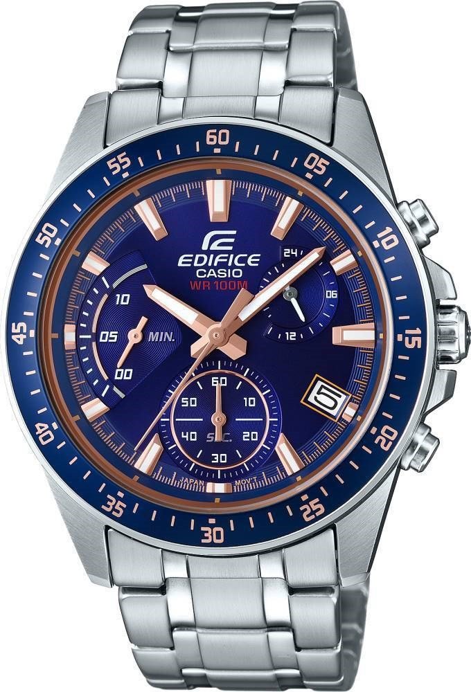 Casio EFV-540D-2AVUDF Quartz Çelik Gri Lacivert Kadran 10 ATM 44 mm Erkek Kol Saati