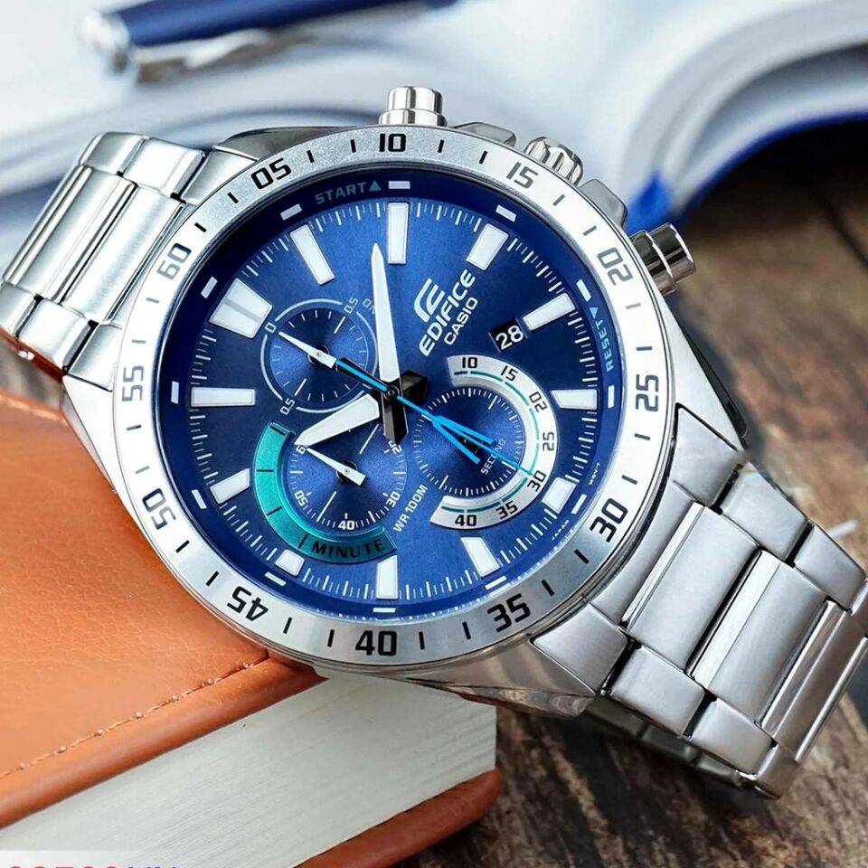 Casio EFV-620D-2AVUDF Quartz Çelik Gri Lacivert Kadran 10 ATM 51 mm Erkek Kol Saati